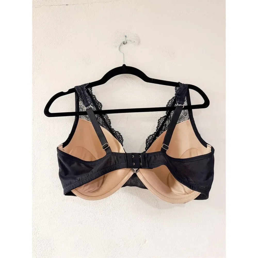 Thirdlove 24/7 Lace Contour Plunge Bra in Black Beige 36F